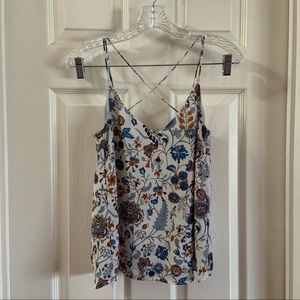 H&M White Multicolor Floral Print V Neck Cami Top